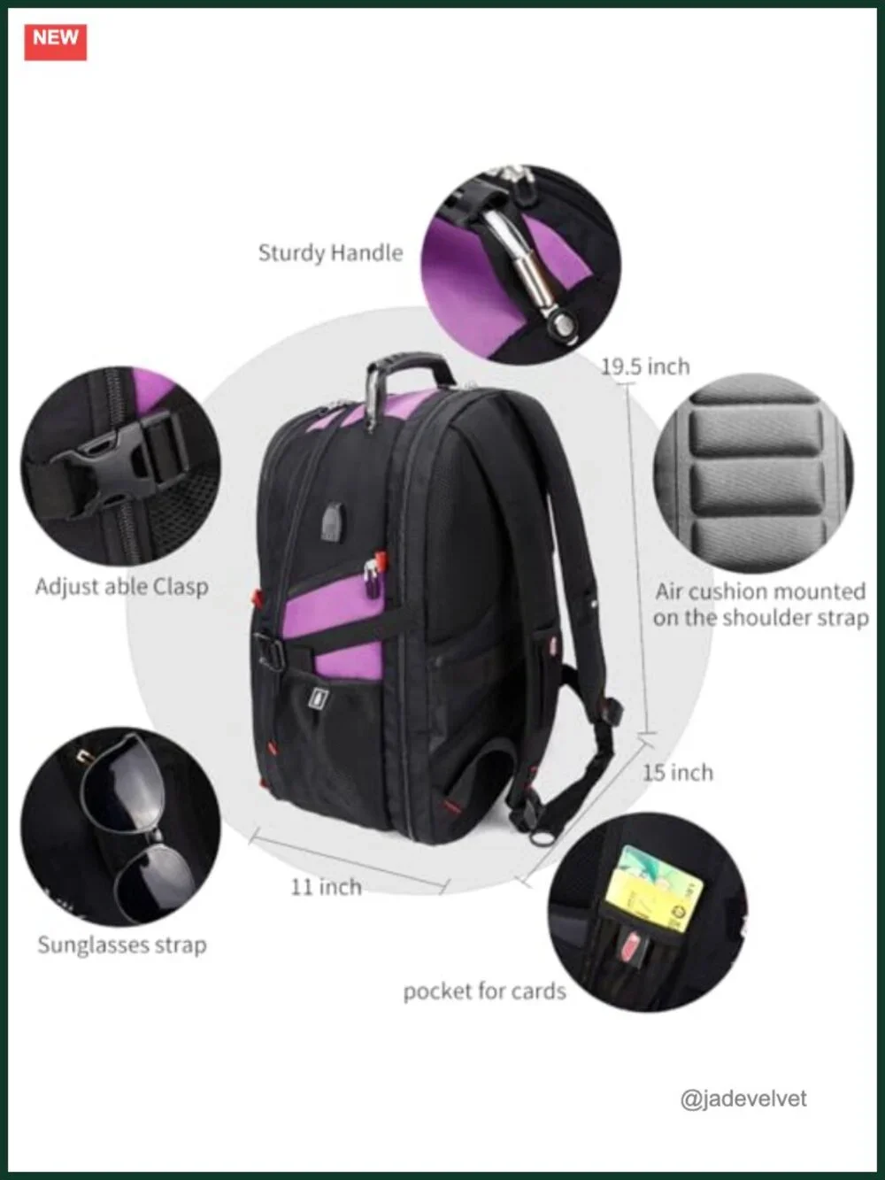 50L Travel Laptop Backpack with Combination Lock for 17in Laptops